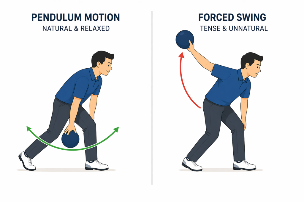 bowling swing pendulum motion vs forced swing comparison