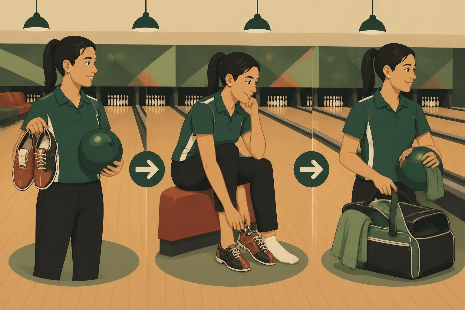 Illustration of a simple three-step beginner bowling gear plan.