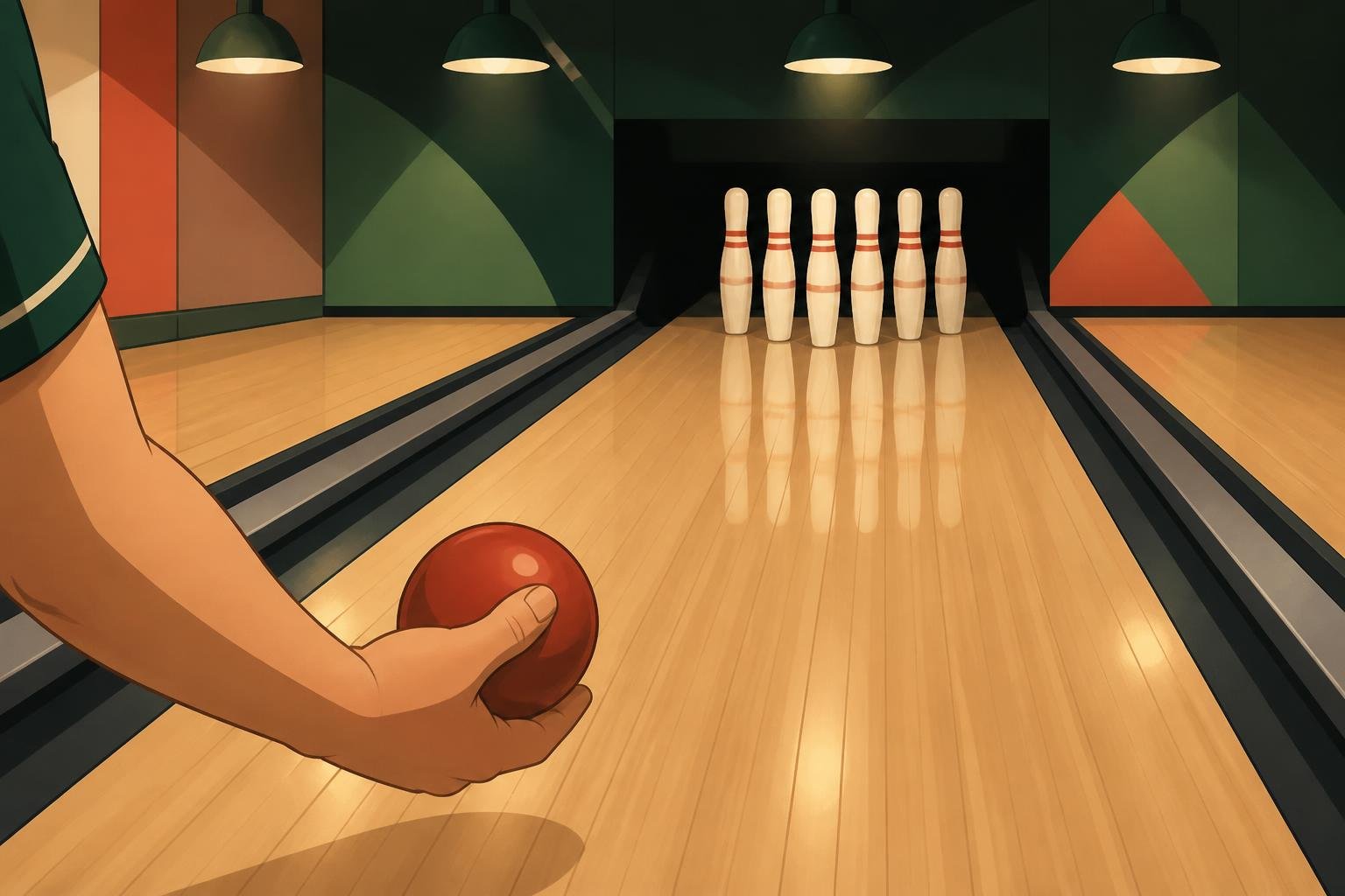 What Is Bowling With a Small Ball Known as? Candlepin vs. Duckpin 4 A candlepin bowling lane with tall narrow pins and a small ball.