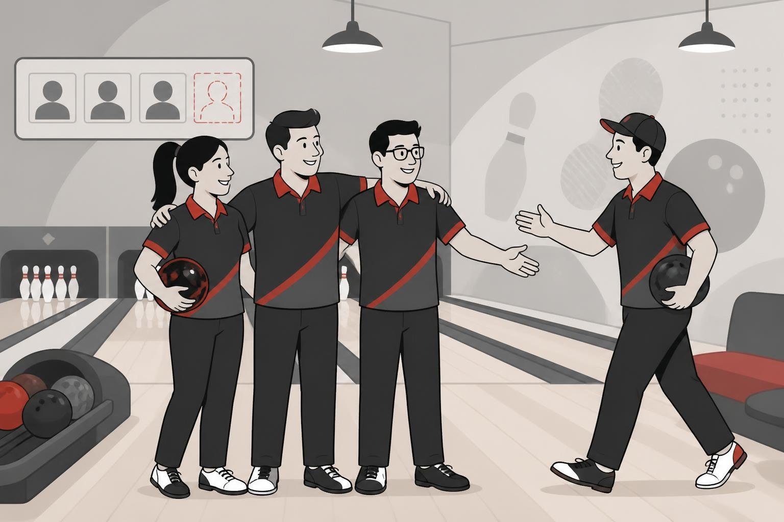 Illustration of a substitute bowler joining a team when a roster spot is open.